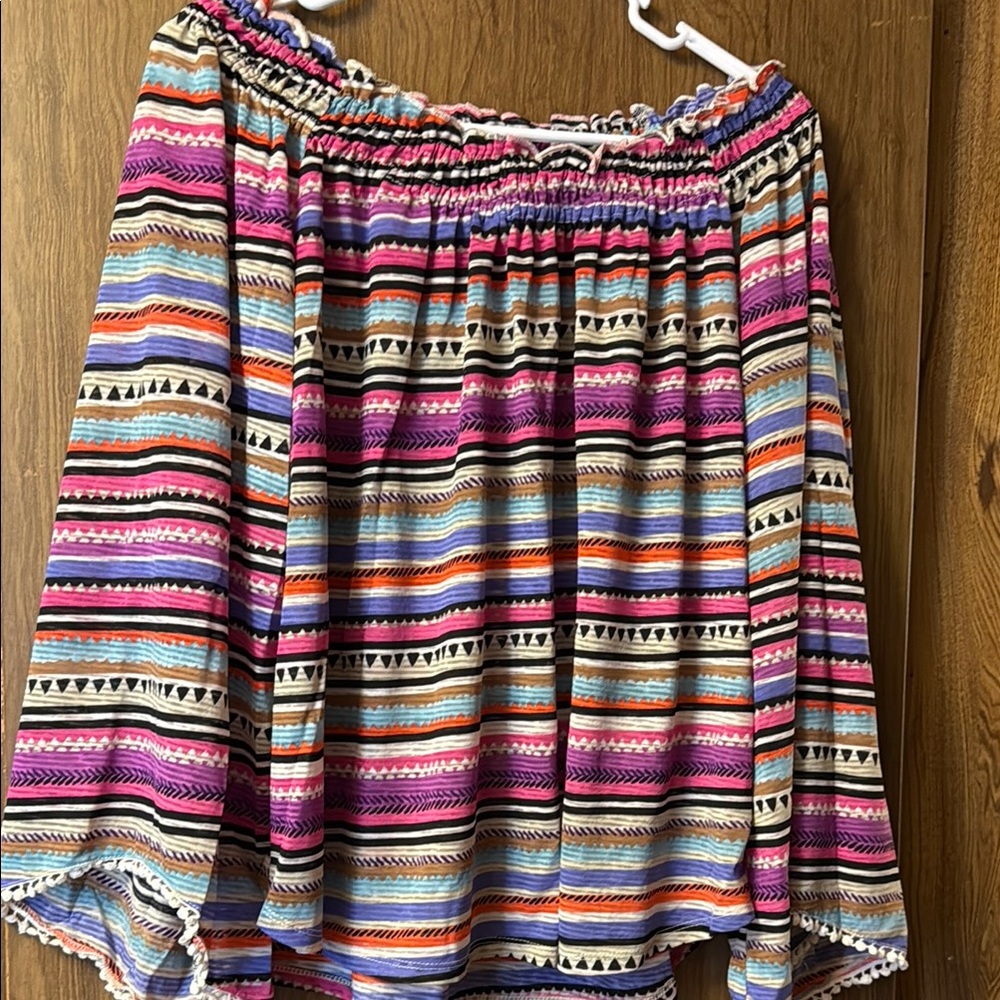 Colorful Striped Off-Shoulder Top - New Directions
